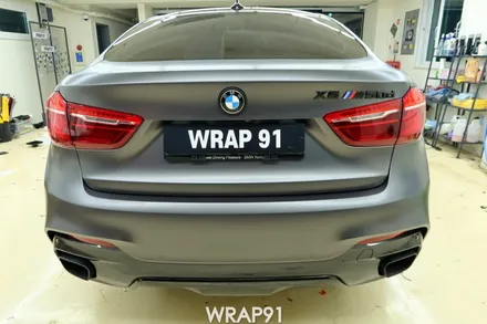 BMW X6 m50d 전체 랩핑 - 에이버리 사틴 다크 그레이, 경남 창원 자동차 래핑 전문 랩91 / 마산, 김해, 창원