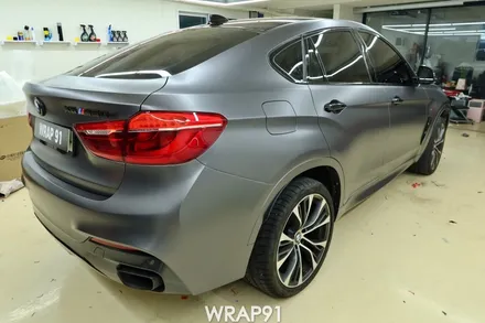 BMW X6 m50d 전체 랩핑 - 에이버리 사틴 다크 그레이, 경남 창원 자동차 래핑 전문 랩91 / 마산, 김해, 창원