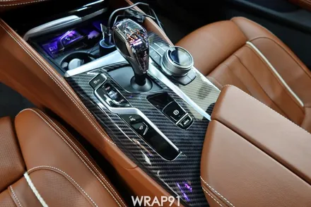 BMW M550i 3M 리얼카본 실내 사이드미러 부분 랩핑, 생활보호PPF, 경남 김해 자동차랩핑 전문 랩91 / 마산, 김해, 창원