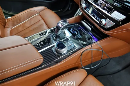 BMW M550i 3M 리얼카본 실내 사이드미러 부분 랩핑, 생활보호PPF, 경남 김해 자동차랩핑 전문 랩91 / 마산, 김해, 창원