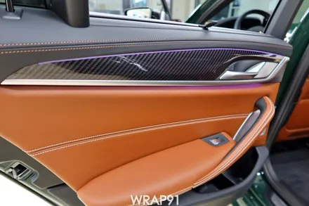 BMW M550i 3M 리얼카본 실내 사이드미러 부분 랩핑, 생활보호PPF, 경남 김해 자동차랩핑 전문 랩91 / 마산, 김해, 창원