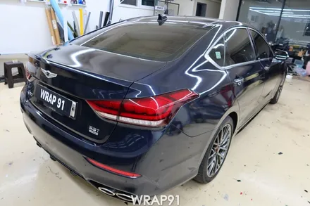 제네시스 G80 전체 랩핑 - 3M 2080 유광 미드나잇 블루, 부산 자동차 랩핑 전문 랩91 / 마산, 김해, 창원