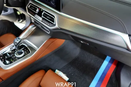 BMW X6 실내 랩핑 - 3M 4D 리얼카본, 필러 PPF, 경남 부산 자동차 랩핑 전문점 랩91 / 마산, 김해, 창원