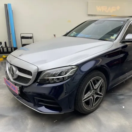 강남 랩핑 | 벤츠 C300 소다라이트 블루에 실버 투톤 랩핑 시공 / 서울 중랑구 망우동