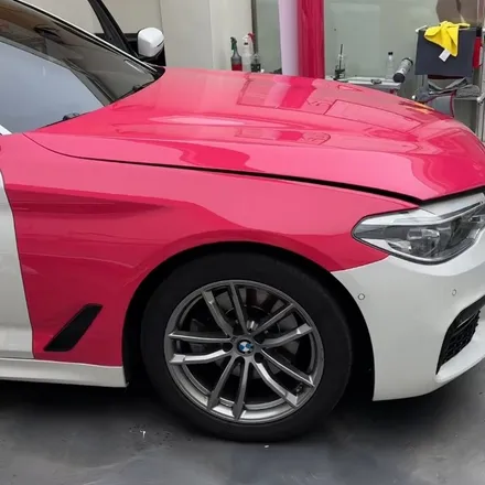 강남 랩핑, BMW 5시리즈 전체 핑크 랩핑 후기 / 서울 중랑구 망우동