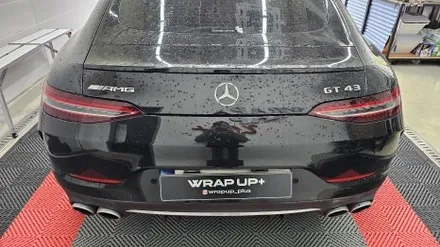 남양주랩핑샵 벤츠 GT43 AMG 전체 크롬죽이기 오토벨벳 PET 고광택 유광 블랙 올블랙 엠블럼 및 레터링 교체 / 남양주 다산동