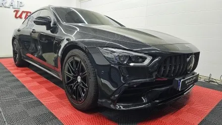 남양주랩핑샵 벤츠 GT43 AMG 전체 크롬죽이기 오토벨벳 PET 고광택 유광 블랙 올블랙 엠블럼 및 레터링 교체 / 남양주 다산동