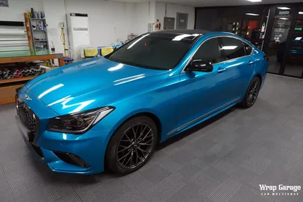 제네시스 G80스포츠 전체랩핑 3M1080 gloss Atomic Teal 화려한 변신 커밍쑨~~ / 청주시 청원구