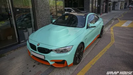 BMW F82 M4 헥시스 민트색 전체랩핑+오렌지 포인트랩핑 시공[김포랩핑전문업체][랩하우스] / 김포시 양촌읍