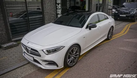 벤츠 cls53amg 루프 블랙ppf+사이드미러 랩핑 시공[루프스킨+미러랩핑][김포랩핑][랩하우스] / 김포시 양촌읍