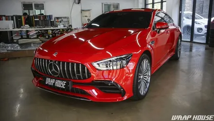 벤츠 AMG GT43 에이버리 유광 카마인레드 전체랩핑 시공[김포랩핑][랩하우스] / 김포시 양촌읍