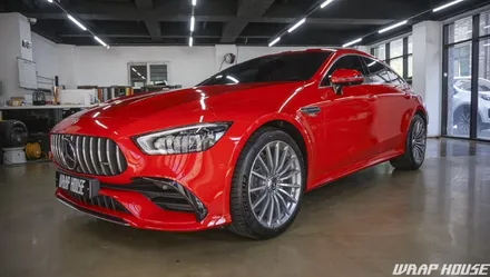 벤츠 AMG GT43 에이버리 유광 카마인레드 전체랩핑 시공[김포랩핑][랩하우스] / 김포시 양촌읍