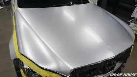 벤츠 E63 AMG 사틴 화이트 알루미늄(사틴실버) 전체랩핑[김포 카스킨 전문업체][랩하우스] / 김포시 양촌읍