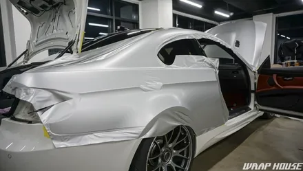E92 M3 사틴 화이트 알루미늄(사틴실버/프로즌실버) 전체랩핑 시공[김포 랩하우스] / 김포시 양촌읍