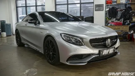 벤츠 S63AMG 쿠페 3M 사틴화이트알루미늄 전체랩핑[김포랩핑][랩하우스] / 김포시 양촌읍