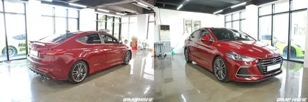 현대 아반떼 스포츠 무광옐로우 전체랩핑 시공기[김포카스킨+랩핑+3M][랩하우스] / 김포시 양촌읍