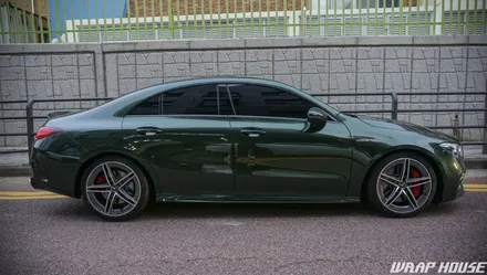 벤츠 CLA45s AMG 이노즈텍 미드나잇그린 전체랩핑 시공[김포랩핑][랩하우스] / 김포시 양촌읍