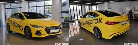 현대 아반떼 스포츠 무광옐로우 전체랩핑 시공기[김포카스킨+랩핑+3M][랩하우스] / 김포시 양촌읍