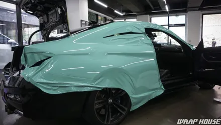 BMW F82 M4 헥시스 민트색 전체랩핑+오렌지 포인트랩핑 시공[김포랩핑전문업체][랩하우스] / 김포시 양촌읍