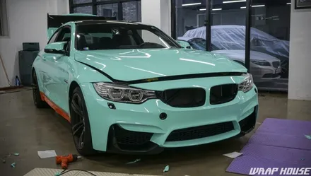 BMW F82 M4 헥시스 민트색 전체랩핑+오렌지 포인트랩핑 시공[김포랩핑전문업체][랩하우스] / 김포시 양촌읍