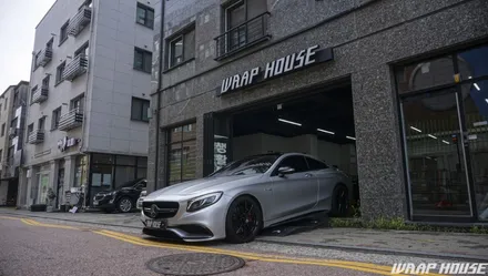 벤츠 S63AMG 쿠페 3M 사틴화이트알루미늄 전체랩핑[김포랩핑][랩하우스] / 김포시 양촌읍