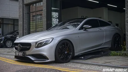 벤츠 S63AMG 쿠페 3M 사틴화이트알루미늄 전체랩핑[김포랩핑][랩하우스] / 김포시 양촌읍