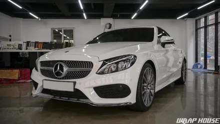 벤츠 C200 카브리올레(W205) 에이버리 카마인레드 전체랩핑+카본 실내랩핑 시공 / 김포시 양촌읍