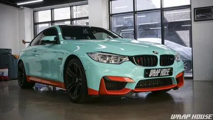 BMW F82 M4 헥시스 민트색 전체랩핑+오렌지 포인트랩핑 시공[김포랩핑전문업체][랩하우스] / 김포시 양촌읍