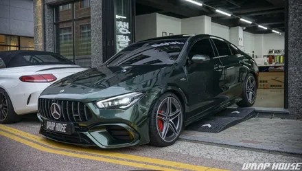 벤츠 CLA45s AMG 이노즈텍 미드나잇그린 전체랩핑 시공[김포랩핑][랩하우스] / 김포시 양촌읍
