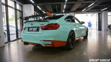 BMW F82 M4 헥시스 민트색 전체랩핑+오렌지 포인트랩핑 시공[김포랩핑전문업체][랩하우스] / 김포시 양촌읍