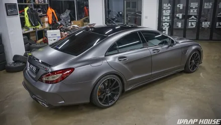 BENZ CLS63AMG S 사틴 다크그레이 전체랩핑 3M2080필름 [김포카스킨,김포전체랩핑,김포부분랩핑,김포PPF시공,김포전체PPF시공,김포수입차랩핑전문점] / 김포시 양촌읍