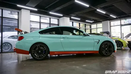 BMW F82 M4 헥시스 민트색 전체랩핑+오렌지 포인트랩핑 시공[김포랩핑전문업체][랩하우스] / 김포시 양촌읍