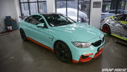 BMW F82 M4 헥시스 민트색 전체랩핑+오렌지 포인트랩핑 시공[김포랩핑전문업체][랩하우스] / 김포시 양촌읍
