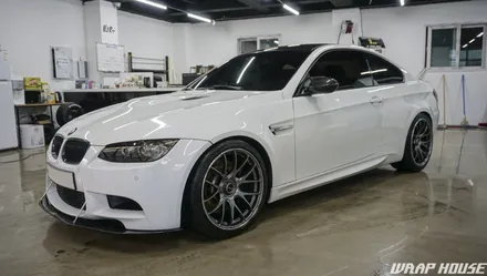 E92 M3 사틴 화이트 알루미늄(사틴실버/프로즌실버) 전체랩핑 시공[김포 랩하우스] / 김포시 양촌읍