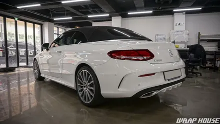 벤츠 C200 카브리올레(W205) 에이버리 카마인레드 전체랩핑+카본 실내랩핑 시공 / 김포시 양촌읍
