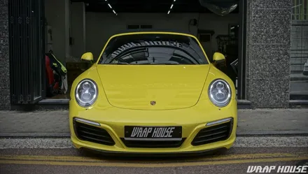 포르쉐 911 카레라 4S 카브리올레 이노즈텍 시트러스 옐로우 전체랩핑 시공[김포랩핑][랩하우스] / 김포시 양촌읍