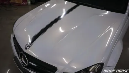 벤츠 C63 AMG 고스트 펄(홀로그램) 전체랩핑+그릴랩핑+커스텀 크롬데칼 시공[김포카스킨전문업체][랩하우스] / 김포시 양촌읍