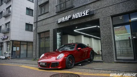 포르쉐 911 카레라 4 gts 카브리올레 이노즈텍 뱀파이어레드 전체랩핑+전면PPF 시공[김포랩핑][김포PPF][랩하우스] / 김포시 양촌읍