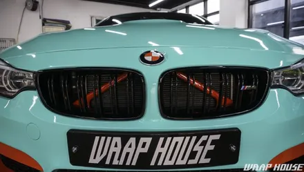 BMW F82 M4 헥시스 민트색 전체랩핑+오렌지 포인트랩핑 시공[김포랩핑전문업체][랩하우스] / 김포시 양촌읍