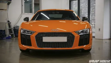 아우디 R8(4S) 사틴화이트 전체랩핑 시공[김포랩핑전문업체][랩하우스] / 김포시 양촌읍