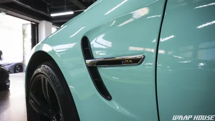 BMW F82 M4 헥시스 민트색 전체랩핑+오렌지 포인트랩핑 시공[김포랩핑전문업체][랩하우스] / 김포시 양촌읍