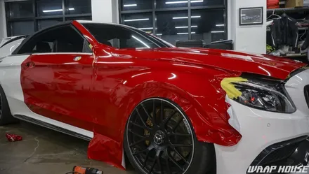 벤츠 W205 C63AMG 카브리올레 카마인레드 전체랩핑[김포랩핑][랩하우스] / 김포시 양촌읍