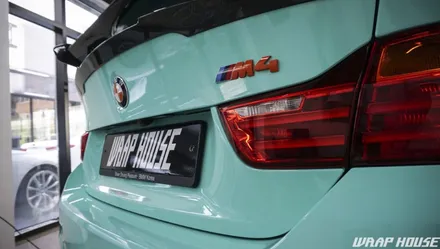 BMW F82 M4 헥시스 민트색 전체랩핑+오렌지 포인트랩핑 시공[김포랩핑전문업체][랩하우스] / 김포시 양촌읍