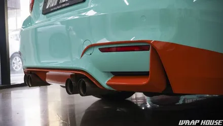 BMW F82 M4 헥시스 민트색 전체랩핑+오렌지 포인트랩핑 시공[김포랩핑전문업체][랩하우스] / 김포시 양촌읍