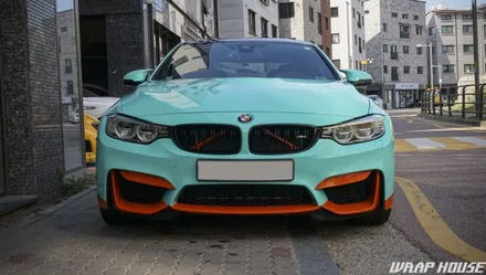 BMW F82 M4 헥시스 민트색 전체랩핑+오렌지 포인트랩핑 시공[김포랩핑전문업체][랩하우스] / 김포시 양촌읍