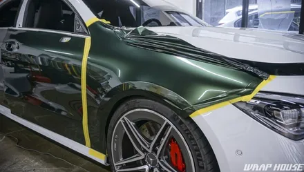 벤츠 CLA45s AMG 이노즈텍 미드나잇그린 전체랩핑 시공[김포랩핑][랩하우스] / 김포시 양촌읍