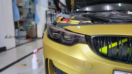 JEJU-WRAPPER BMW M4 430I 전.후면 스모그라이트 필름/ 앞범퍼 사틴블랙 재시공 ! / 제주시 오라일동