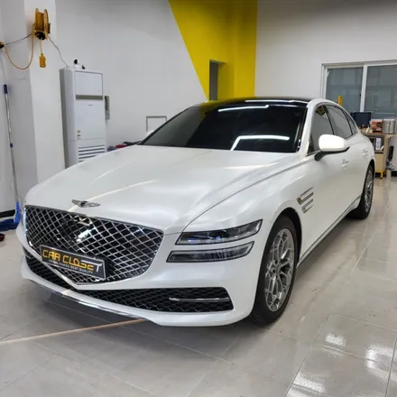 제네시스 G80 사틴 화이트 펄 전체랩핑 시공 / 화성, 동탄, 용인, 오산