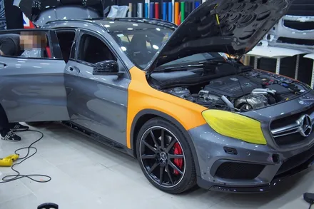 수원랩핑 벤츠 CLA 45 AMG 무광 오렌지 전체랩핑 / 화성, 동탄, 용인, 오산