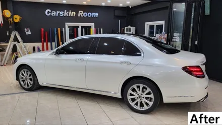 벤츠 E220d 진주펄 화이트 전체랩핑으로 고급지게 변신! / 화성, 동탄, 용인, 오산